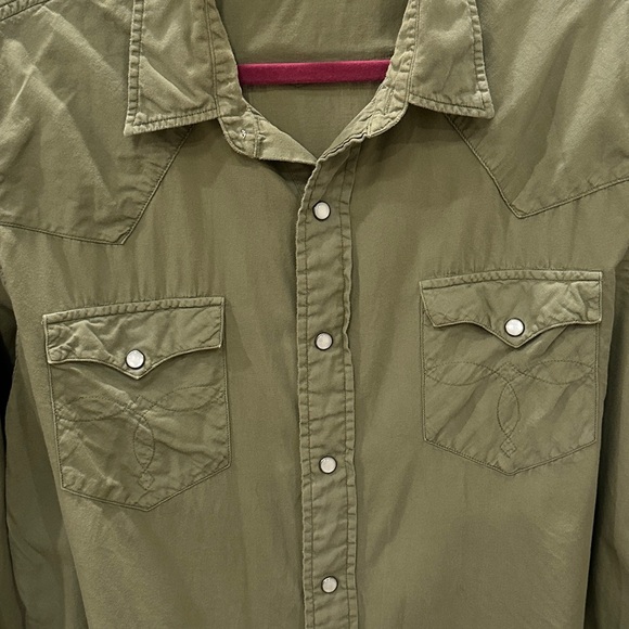 RRL Ralph Lauren Men’s Olive Western Shirt Men’s XL Tall, Women’s 2XL - Picture 3 of 7